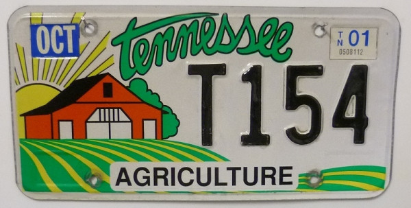 TENNESSEE Agriculture - Nummernschild # T154 ≡