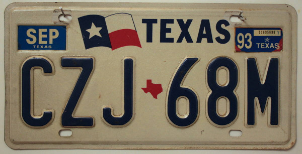 TEXAS Flag Graphic - Nummernschild # CZJ68M =