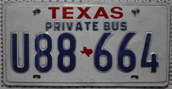 TEXAS P. Bus - Nummernschild # U88664 ... ≡