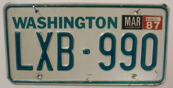 WASHINGTON Typ Grün - Nummernschild # LXB990 =