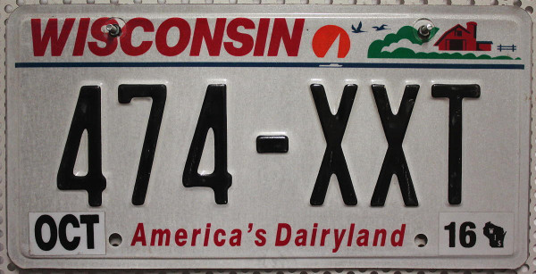 WISCONSIN America's Dairyland - Nummernschild # 474XXT =