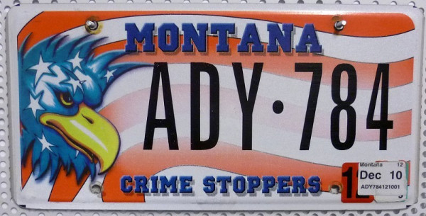 MONTANA Crime Stoppers # USA Nummernschild # ADY784 =