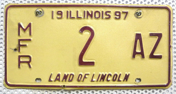 ILLINOIS Land of Lincoln - Nummernschild # MFR 2AZ