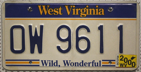 WEST VIRGINIA Wild, Wonderful - Nummernschild # OW9611 =