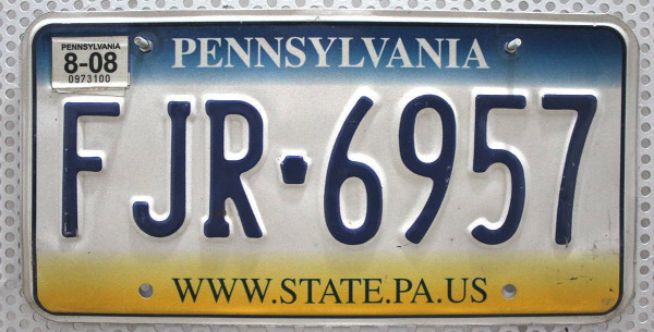 PENNSYLVANIA state PA - Nummernschild # FJR6957 =