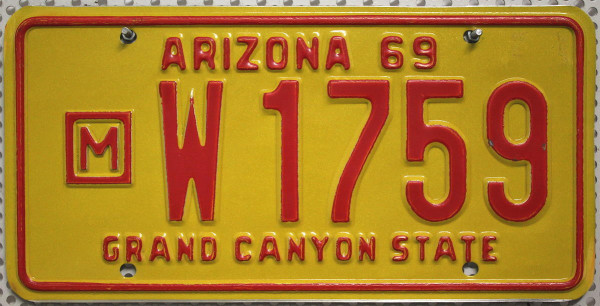 ARIZONA 1969 Oldtimer-Nummernschild # W1759