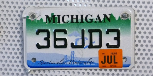 Motorradschild MICHIGAN Nummernschild # 36JD3 =