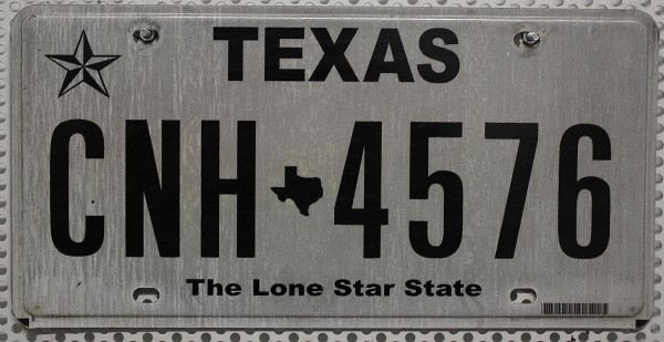 TEXAS The Lone Star State - Nummernschild # CNH4576