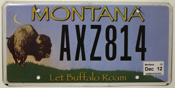 MONTANA Let Buffalo Roam # USA Nummernschild # AXZ814 ≡