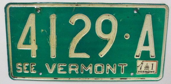 VERMONT (See) 1971 Oldtimer Nummernschild # 4129A =