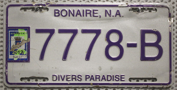 BONAIRE Diver's Paradise - Nummernschild # 7778-B