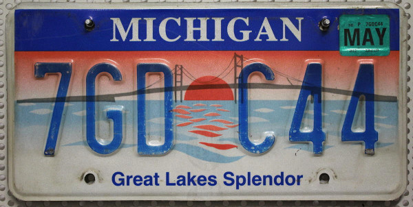 MICHIGAN Great Lakes Splendor - Nummernschild # 7GDC44 =