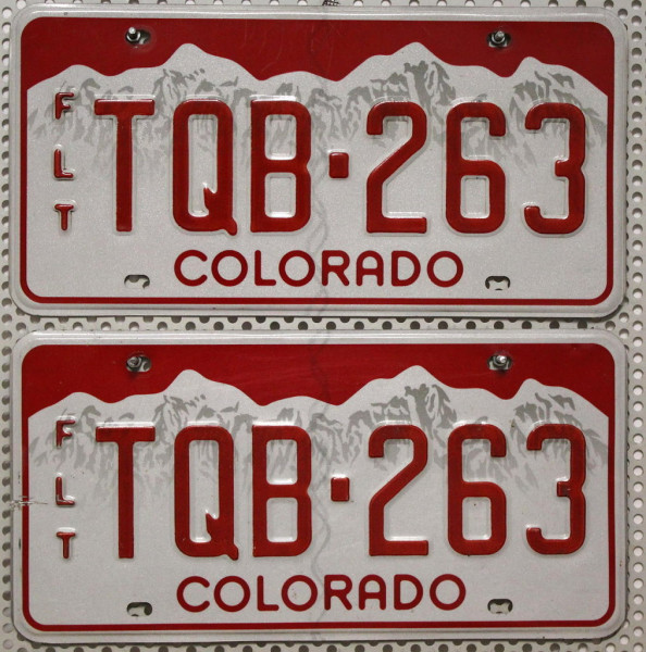 COLORADO Schilder PAAR - Zwei USA Nummernschilder # TQB263