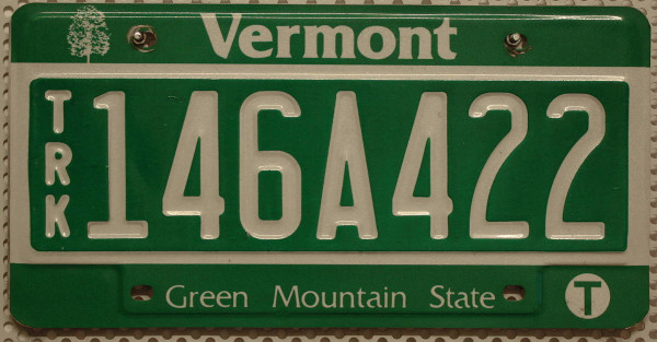 VERMONT Green Mountain State - Nummernschild # 146A422 (TRK) ...