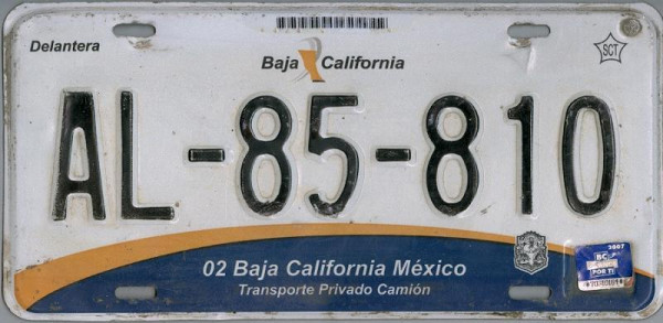 BAJA CALIFORNIA - Mexiko Nummernschild # AL85810