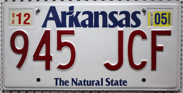 ARKANSAS The Natural State - Nummernschild # 945JCF =