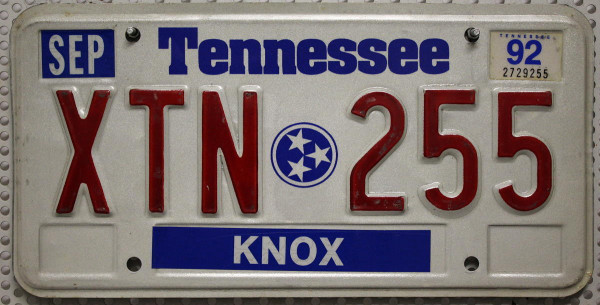 TENNESSEE Knox County - Nummernschild # XTN255 =