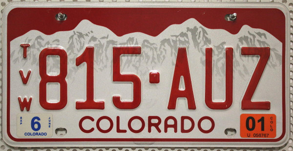 COLORADO - Nummernschild ^ Typ: TVW # 815AUZ =