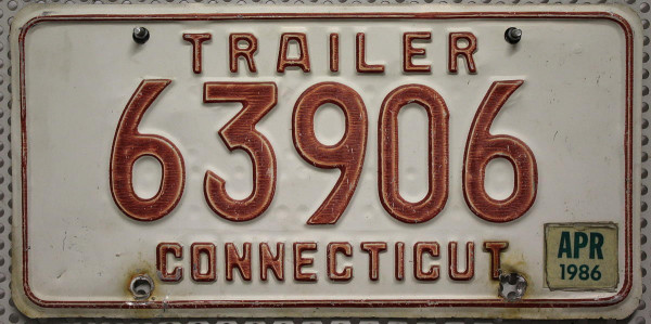 CONNECTICUT Trailer - Nummernschild # 63906 =