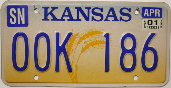 KANSAS 3 Ähren Motiv - Nummernschild # OOK186 =