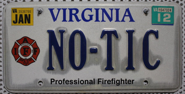 VIRGINIA Professional Firefighter - Nummernschild # notic