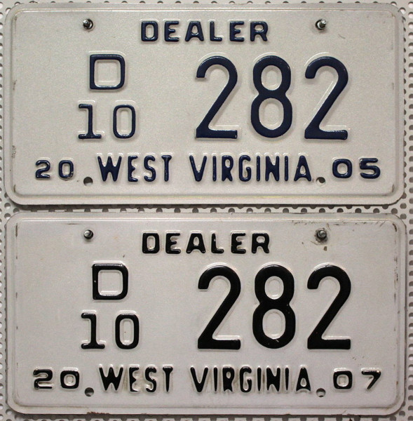 WEST VIRGINIA Schilder PAAR - Zwei USA Nummernschilder # 282