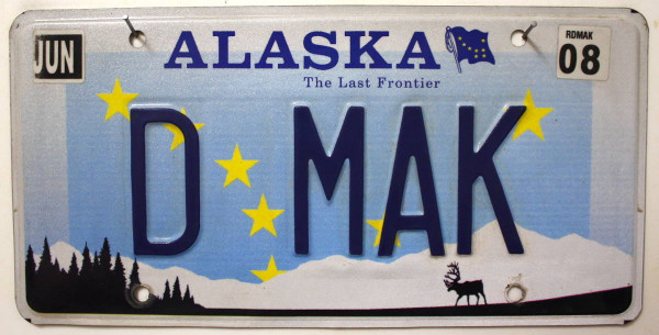 ALASKA The Last Frontier - Vanity Nummernschild # DMAK =