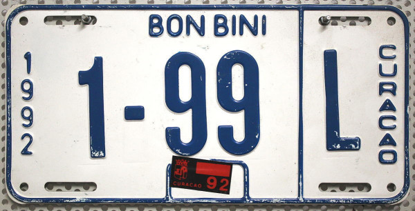 CURACAO Bon Bini - Nummernschild # 199L =