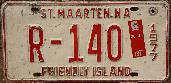 ST. (Sint) MAARTEN 1977 - Nummernschild # R-140 =