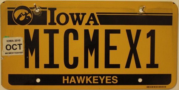 IOWA Hawkeyes - Nummernschild # MICMEX1 ≡