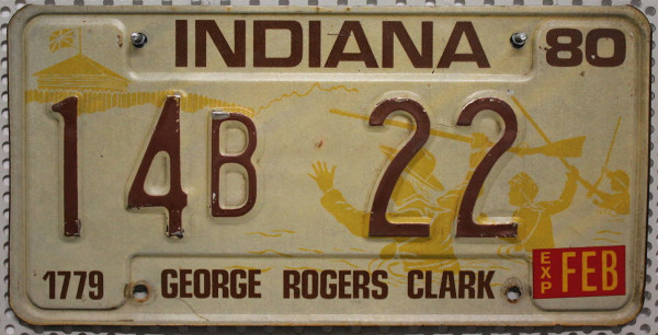 INDIANA George Rogers Clark - Nummernschild # 14B22
