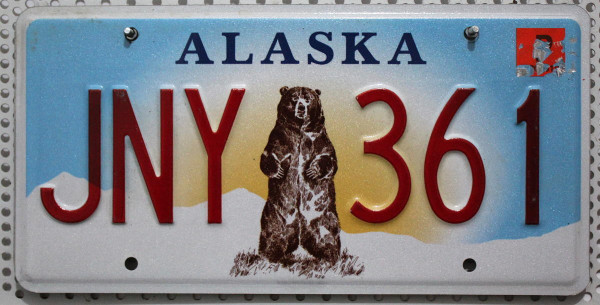 ALASKA mit Motiv Grizzly - Nummernschild # JNY361