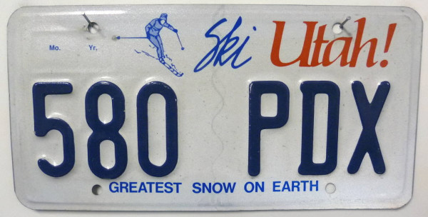 UTAH Ski - Nummernschild # 580PDX