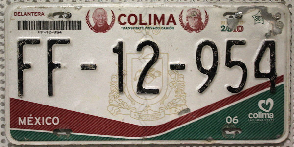 COLIMA - Mexiko Nummernschild # FF12954