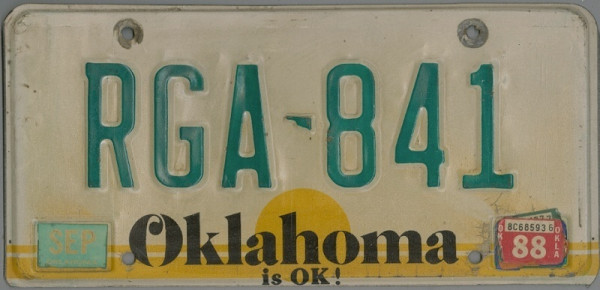 OKLAHOMA is OK ! - Nummernschild # RGA841 =