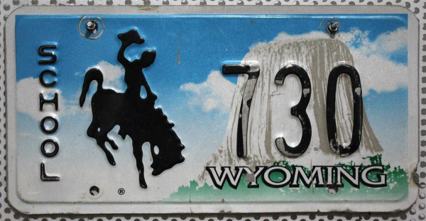 WYOMING School - Nummernschild # 730 ...