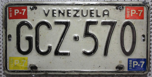 VENEZUELA 80er+ Jahre Nummernschild # GCZ570 =
