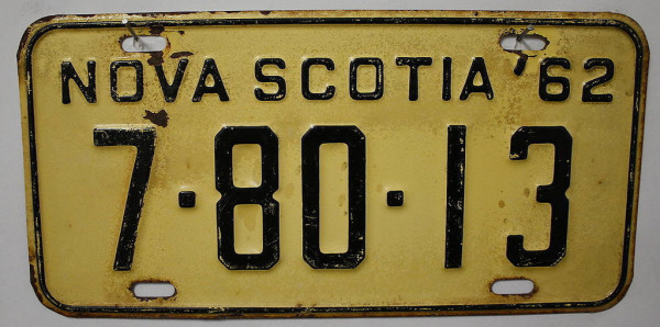 NOVA SCOTIA 1962 Oldtimer-Nummernschild # 78013