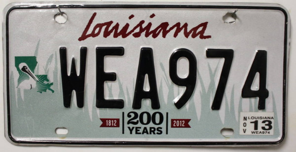 LOUISIANA 200 years - Nummernschild (Typ II) # WEA974 =