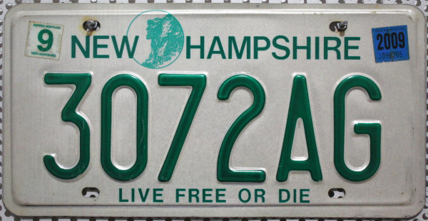 NEW HAMPSHIRE Live Free or Die - Nummernschild # 3072AG =