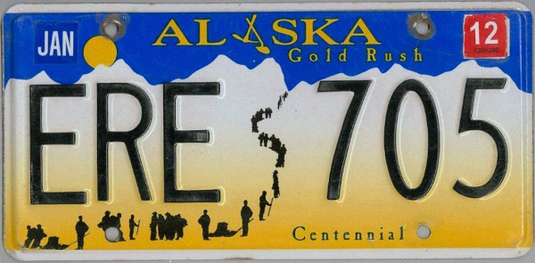 ALASKA Goldrush Centennial - Nummernschild # ERE705 =