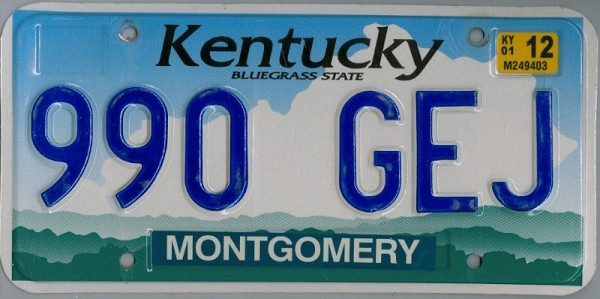 KENTUCKY Bluegrass State - Nummernschild # 990GEJ