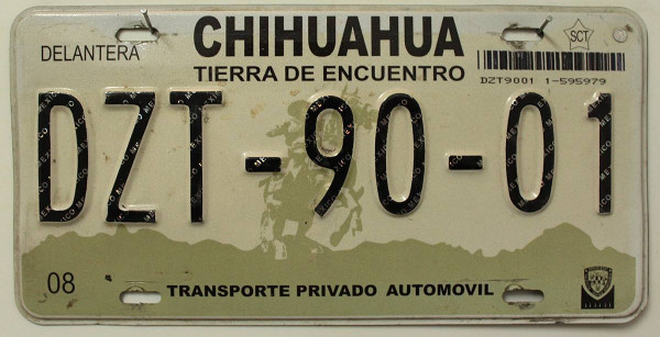 CHIHUAHUA - Mexiko Nummernschild # DZT9001