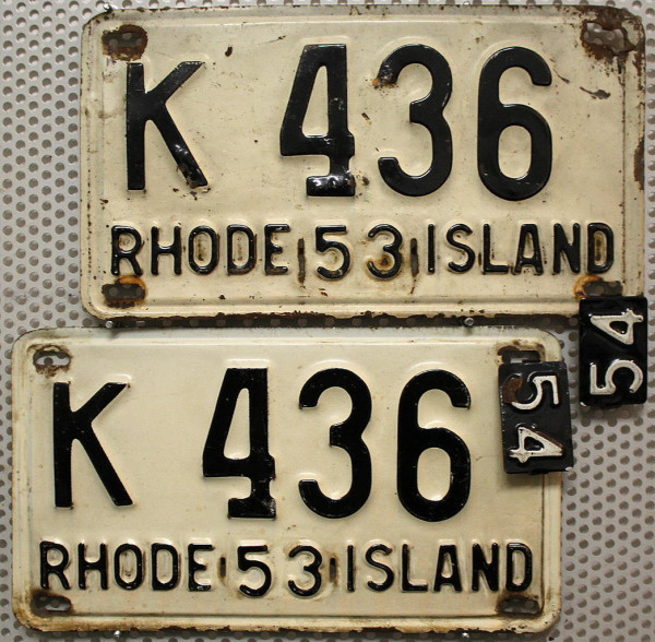 RHODE ISLAND 1953 1954 Oldtimer Schilder PAAR - USA Nummernschilder # K436