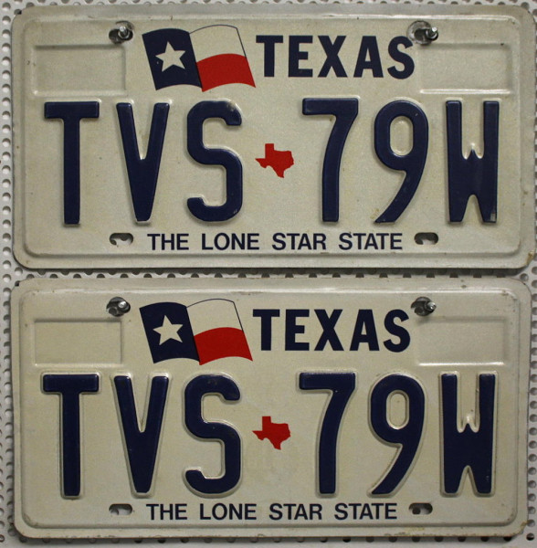 TEXAS Schilder PAAR - Zwei USA Nummernschilder # TVS79W