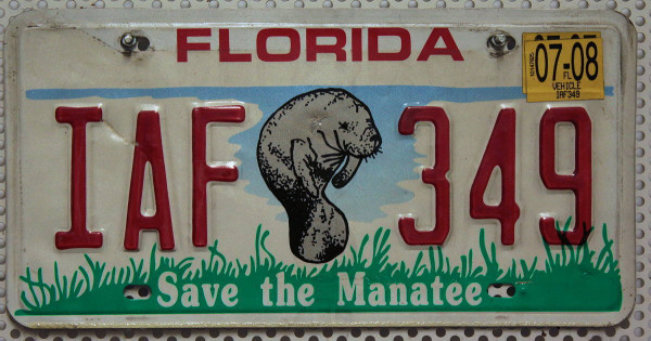 FLORIDA Save the Manatee - Nummernschild # IAF349 =