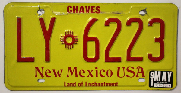 NEW MEXICO Chaves County - Nummernschild # LY6223 =