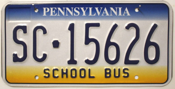 PENNSYLVANIA School Bus - Nummernschild # SC15626 ...