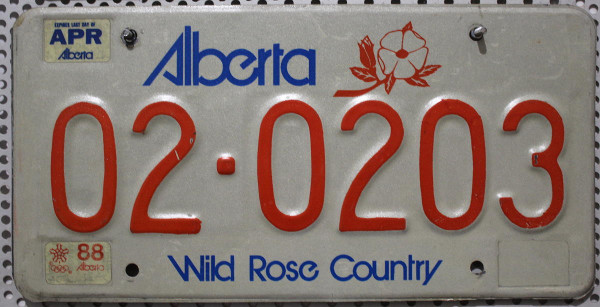 ALBERTA Wild Rose - Nummernschild # 020203 =