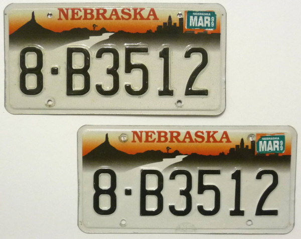 NEBRASKA Schilder PAAR - Zwei USA Nummernschilder # 8B3512